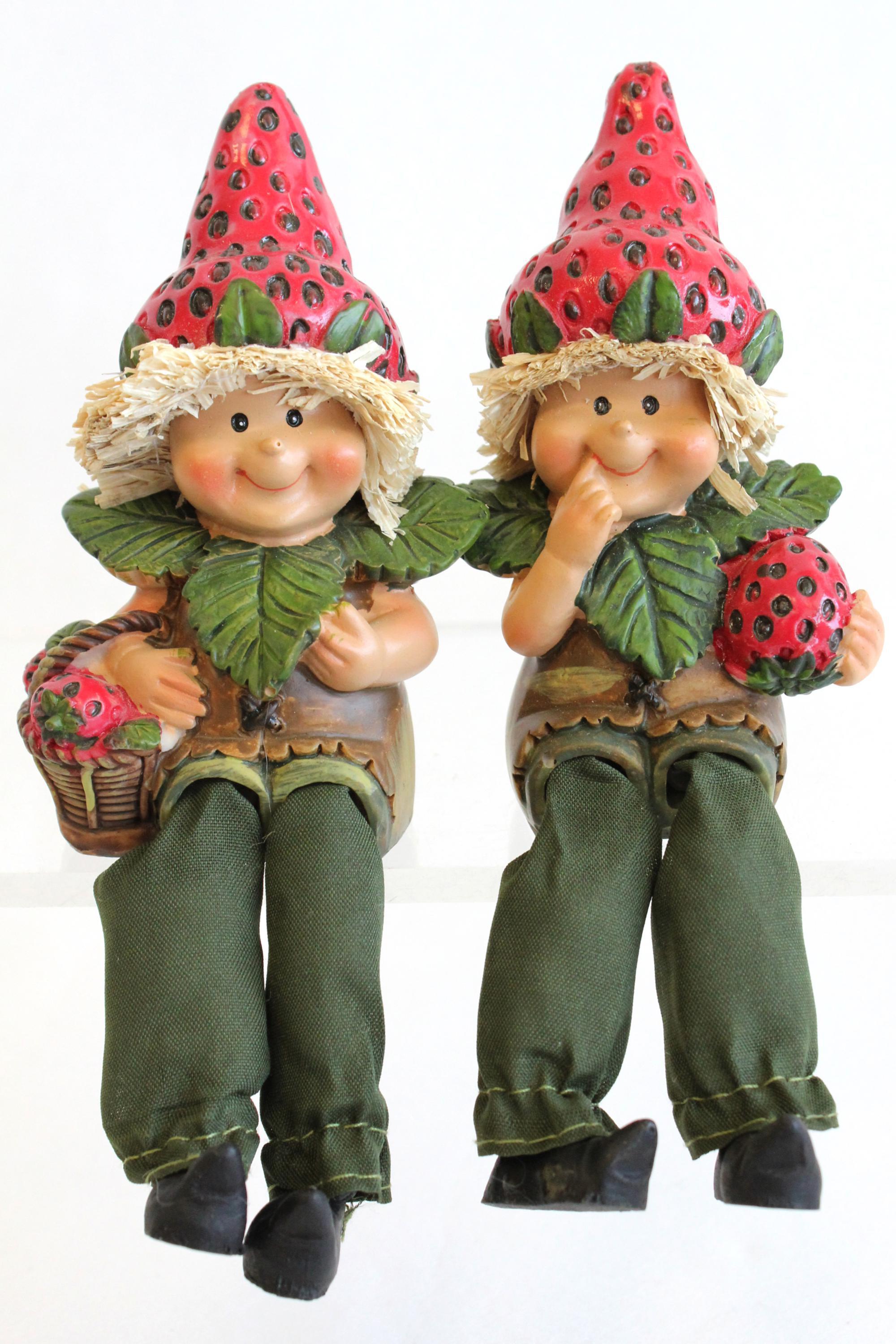 2er Set Erdbeerkinder Erbeerhut Kantenhocker Schlenkerbeine Sommer Deko  Figuren aus Kunststein Größe ca. 13cm | Skulpturen & Figuren | Wohnen &  Garten | ELLUG Shop