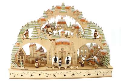 ELLUG Holz Spieluhr Mit Licht & Timer - Winter Motiv Mit Rehen - Stille Nacht Melodie - 16x21cm